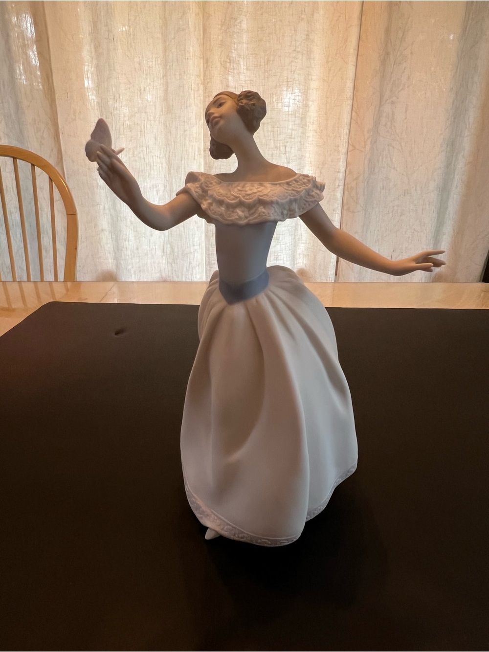 Elegant White Porcelain Ballerina Figurine Decorative Accent